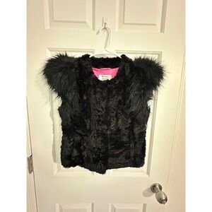 Neiman Marcus Skaist Taylor Faux Fur‎ Vest Black Sleeveless Women's XS